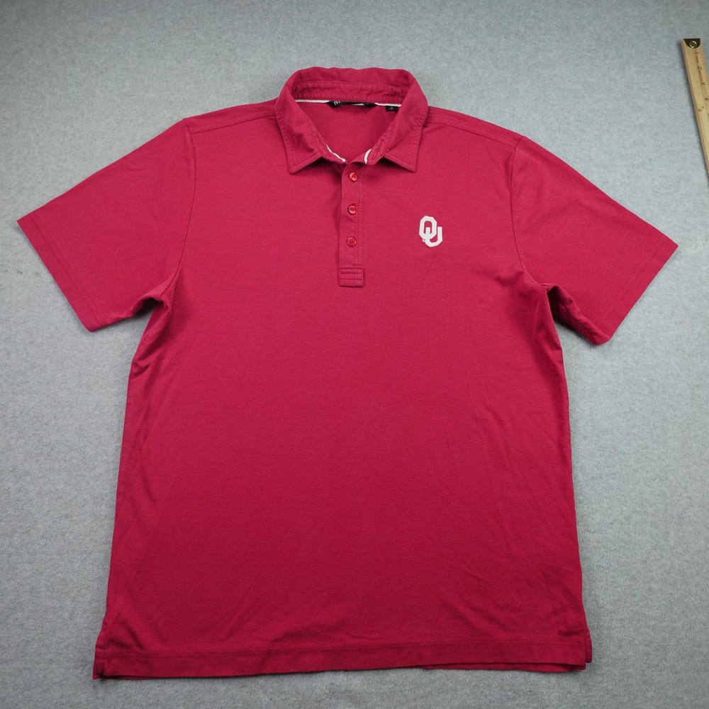 Oklahoma OU Sooners Polo Shirt Mens Large Red Golf NCAA TravisMathew